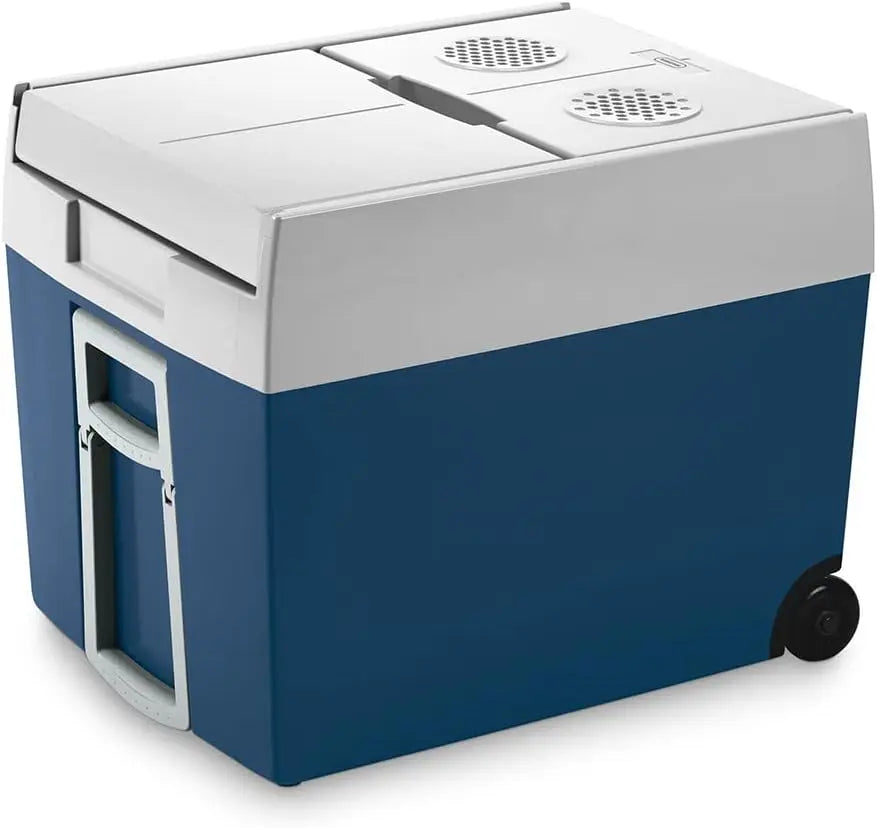 MOBICOOL MT48W nevera el¨¦ctrica 48L, 12V y 230V, Nevera port¨¢til con ruedas para camping, coche, cami¨®n y actividades al aire libre, Azul