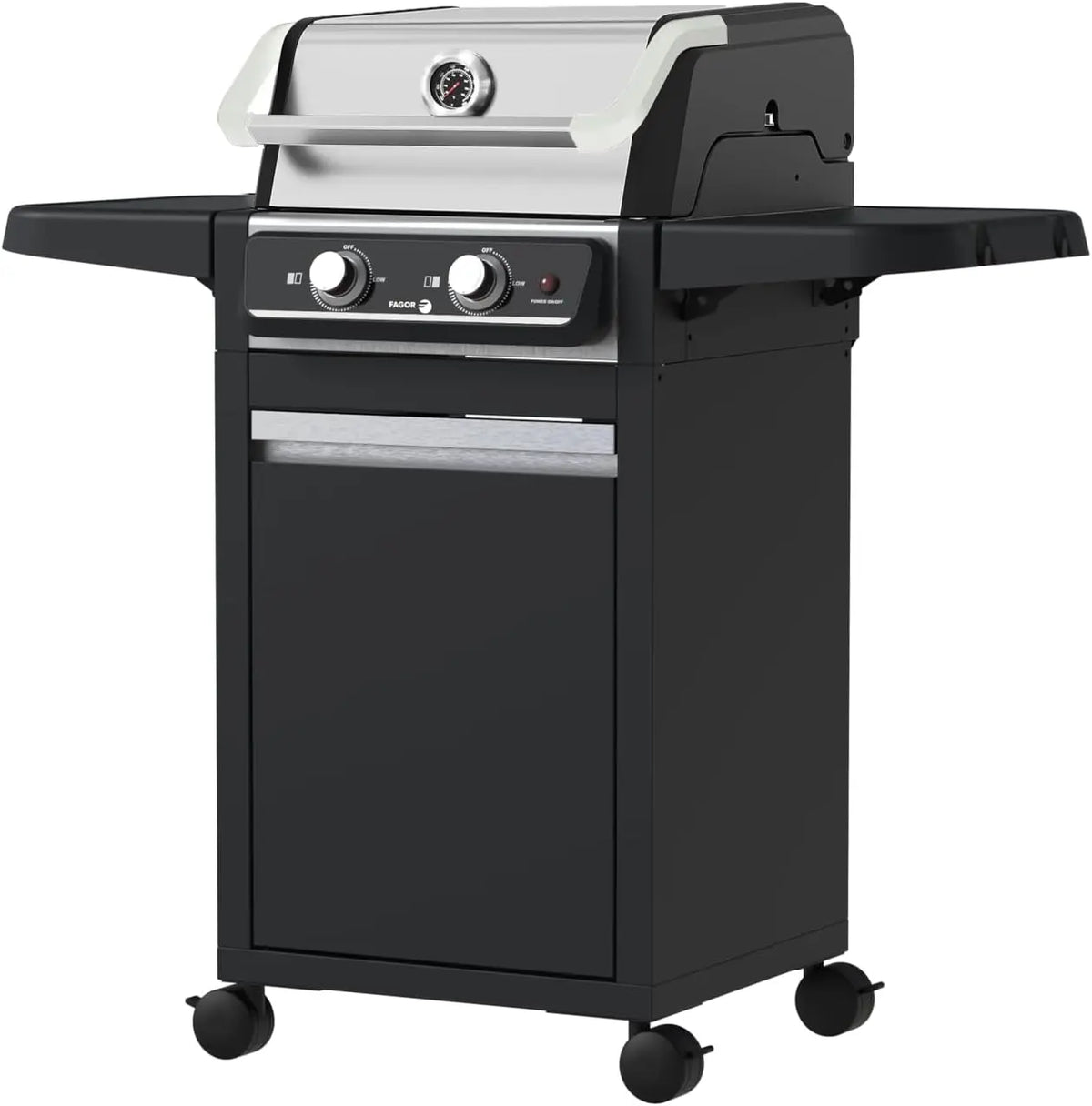 FAGOR BBQ Force Grill Barbacoa El¨¦ctrica 3000W Exterior e Interior con Patas y Armario, Temperatura 330oC, Doble Zona Cocinado, Sin Humo, Negro