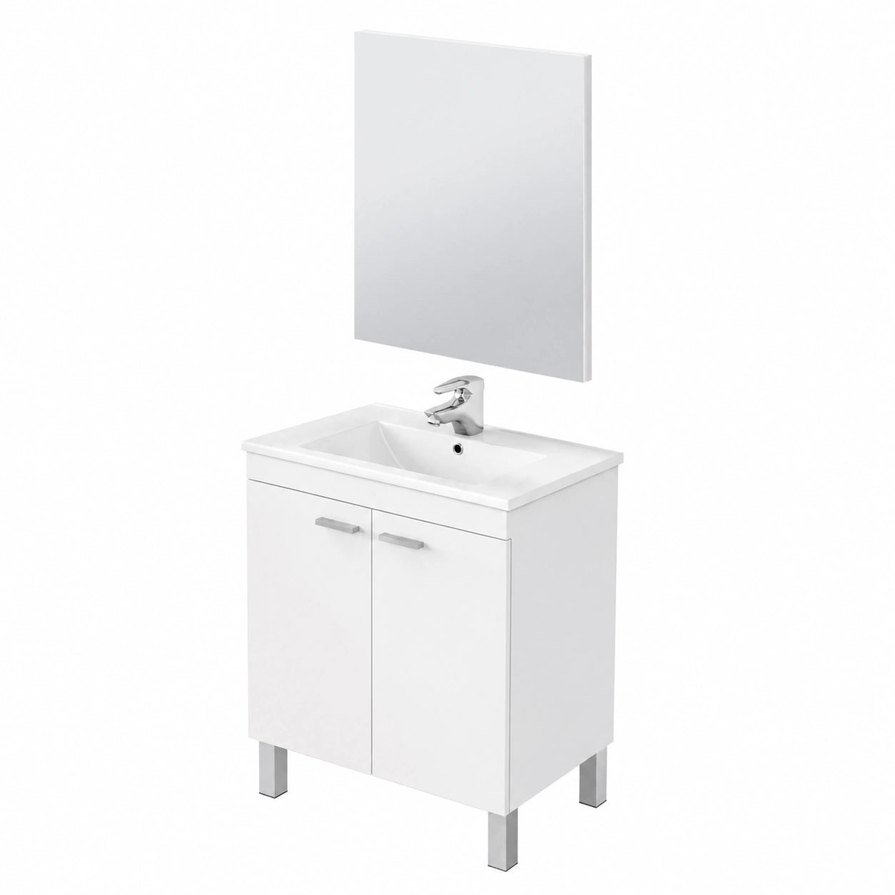 Mueble de baño blanco con espejo y almacenamiento, 60x80x45 cm
