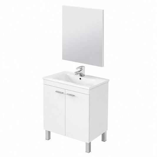 Mueble de baño blanco con espejo y almacenamiento, 60x80x45 cm