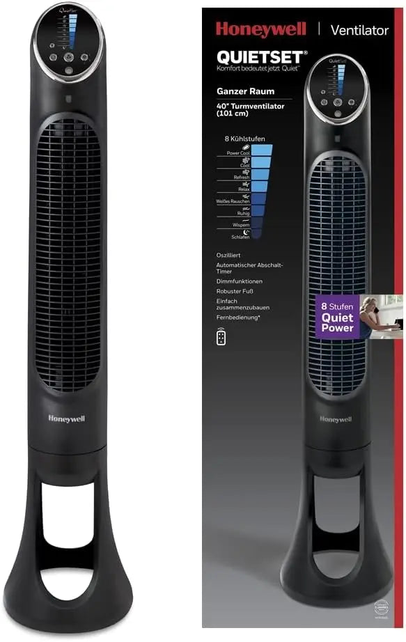 Honeywell QuietSet Ventilador de Torre, 8 Ajustes de Velocidad, Oscilaci¨®n de 80¡ã, Funci¨®n de Temporizador, Mando a Distancia, HYF290