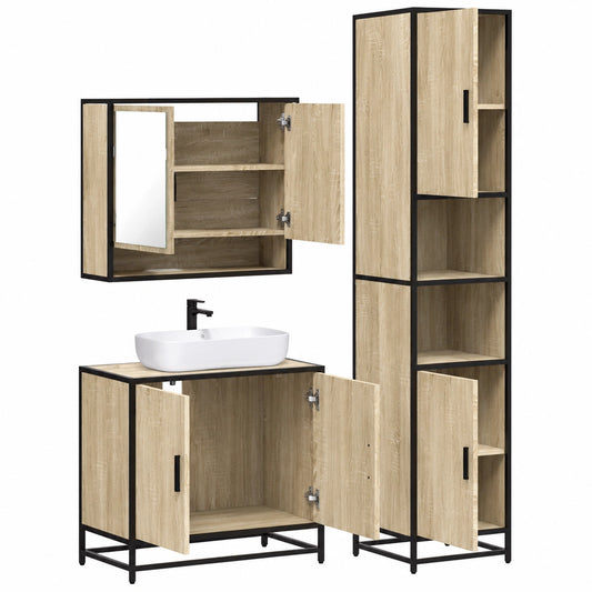 Conjunto de Muebles de Baño Modernos 3 Piezas Roble Sonoma