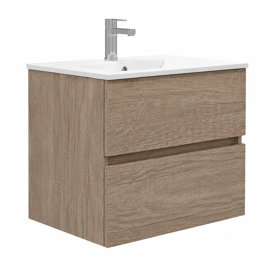 Mueble de Baño Suspendido 50cm con Lavabo, Dos Cajones, Melamina Nebraska