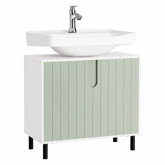 Armario de Baño 60 cm con Estante Ajustable Verde para Lavabos Pequeños
