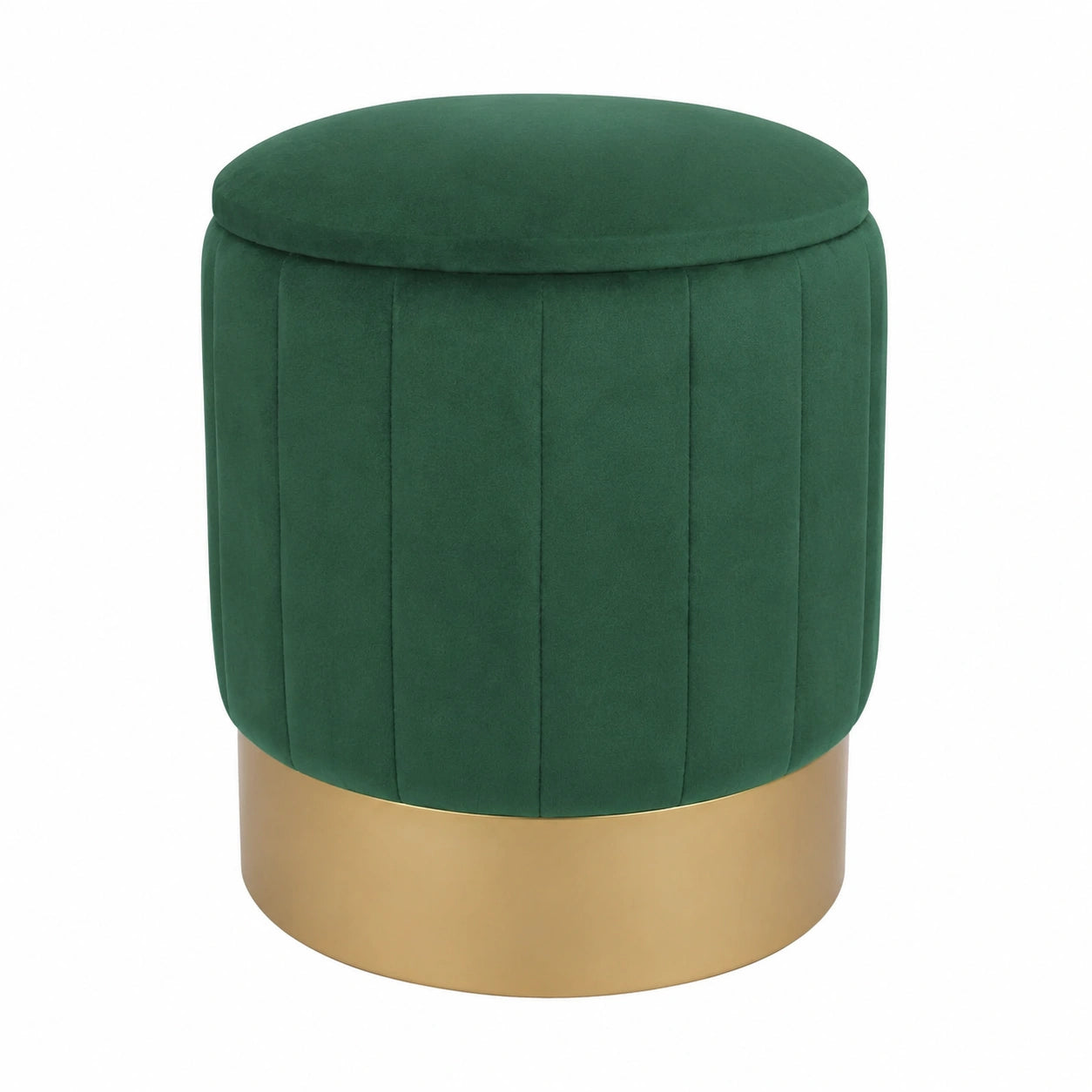 Conjunto de 2 Pufs de Terciopelo Verde con Almacenaje, Reposapiés Ideal para Salón o Dormitorio