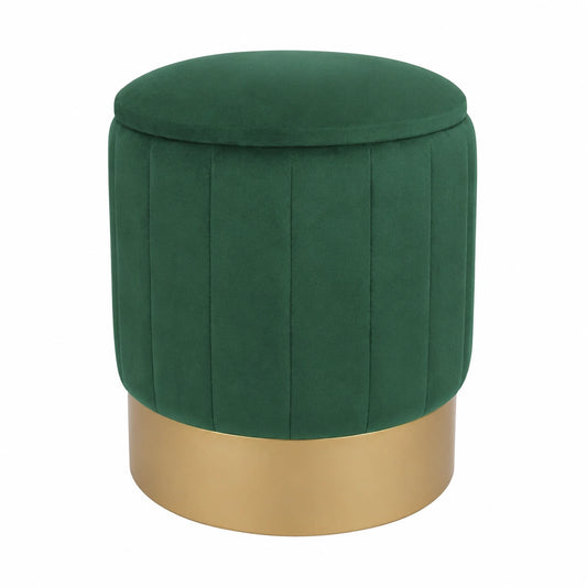 Conjunto de 2 Pufs de Terciopelo Verde con Almacenaje, Reposapiés Ideal para Salón o Dormitorio