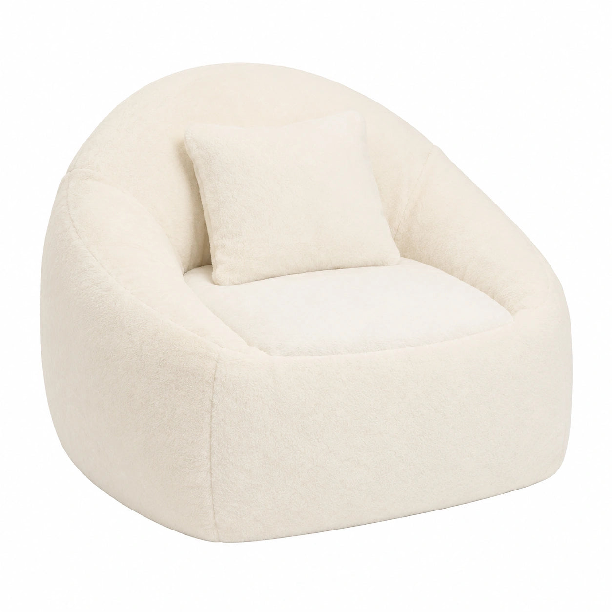 Puff Grande Redondo XXL Beige para Adultos y Niños con Cojín Suave Incluido