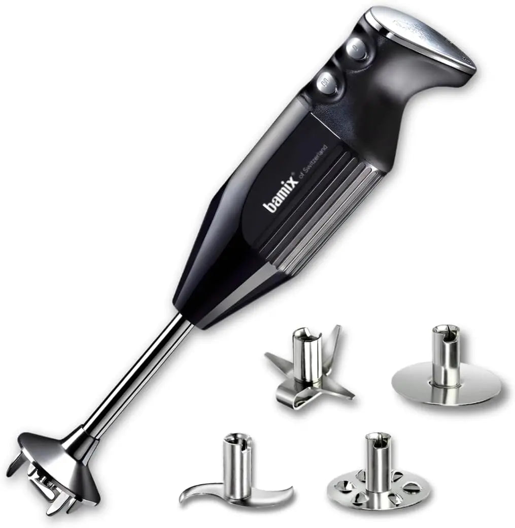 Set de batidora de mano bamix M350 MAXX con cuchillas multifunci¨®n, carne y verduras, batidor y disco para montar de acero inoxidable, 300W