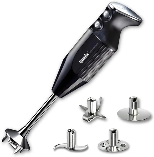 Set de batidora de mano bamix M350 MAXX con cuchillas multifunci¨®n, carne y verduras, batidor y disco para montar de acero inoxidable, 300W