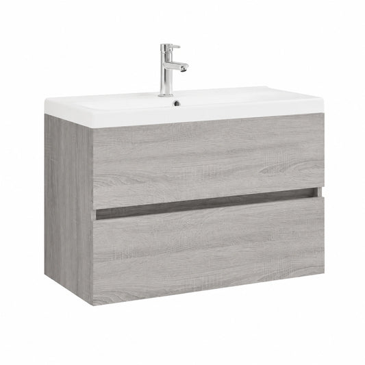 Conjunto de muebles de baño de pared Sonoma, 2 piezas con espejo, resistente a la humedad, estilo elegante de 80 cm