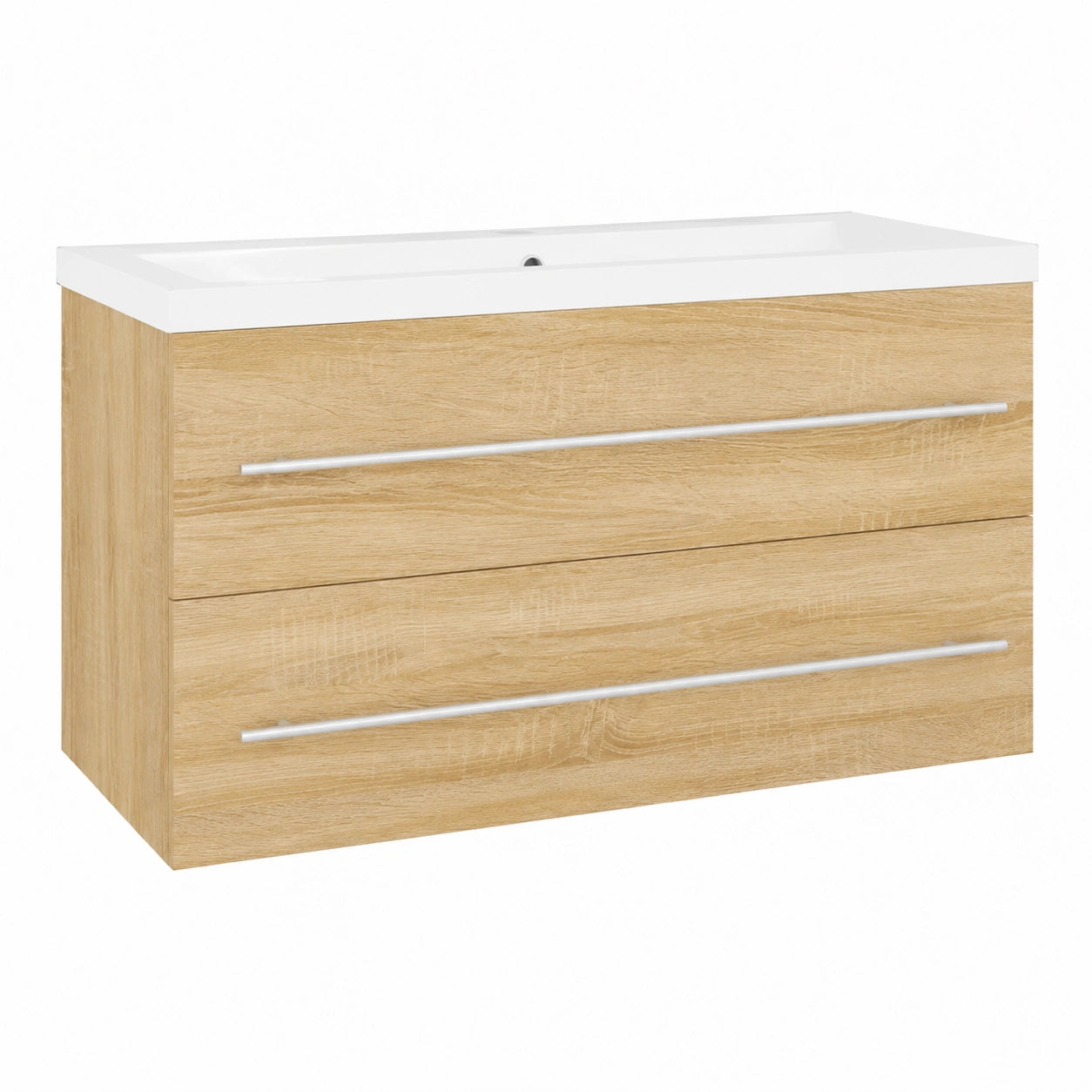 Conjunto de Muebles de Baño Modernos de Roble Sonoma con Lavabo