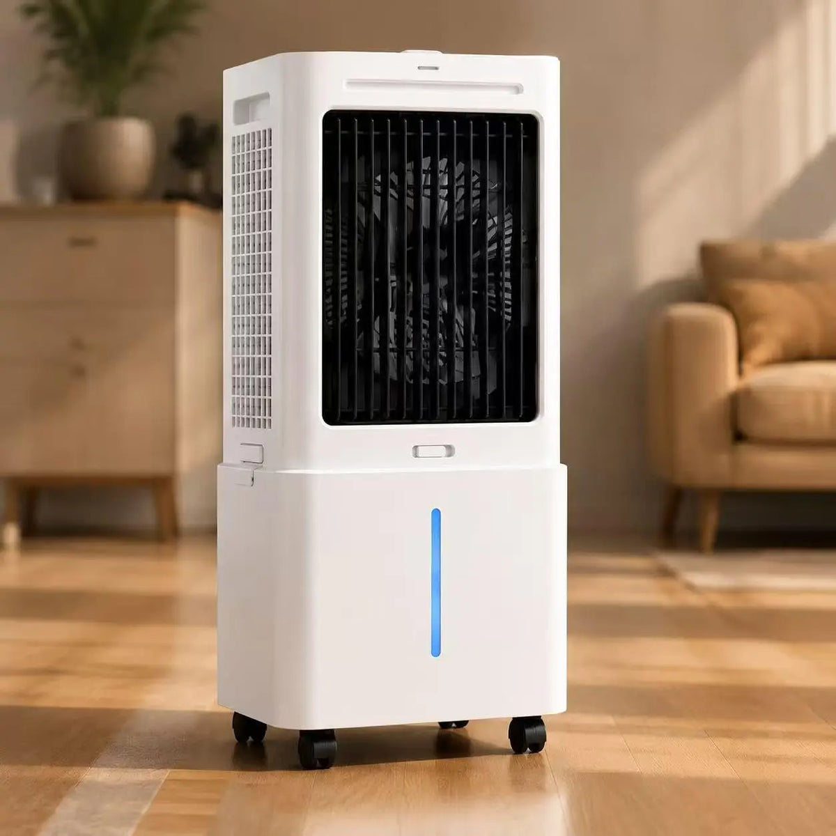 Enfriador de Aire Evaporativo Port¨¢til 10L Climatizador Evaporativo con Mando a Distancia 8 Bolsas de Hielo