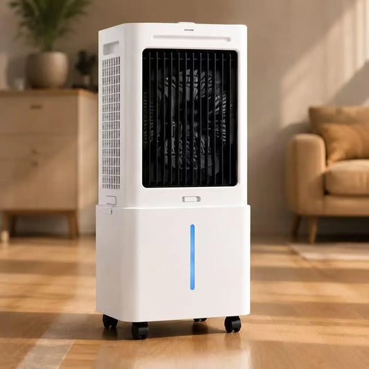 Enfriador de Aire Evaporativo Port¨¢til 10L Climatizador Evaporativo con Mando a Distancia 8 Bolsas de Hielo