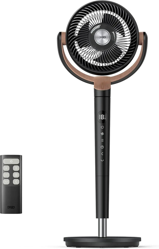 DREO ventilador de pie silencioso 20 dB con oscilaci¨®n omnidireccional 120¡ã+120¡ã, alcance del viento 26 m, caudal de aire 1615 m3/h, 107cm, 3 modos