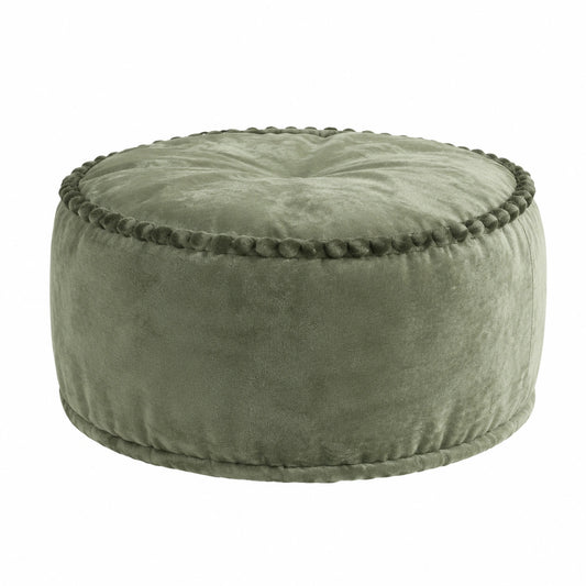 Puf de Terciopelo Redondo Verde 40x20 cm, Reposapiés Elegante