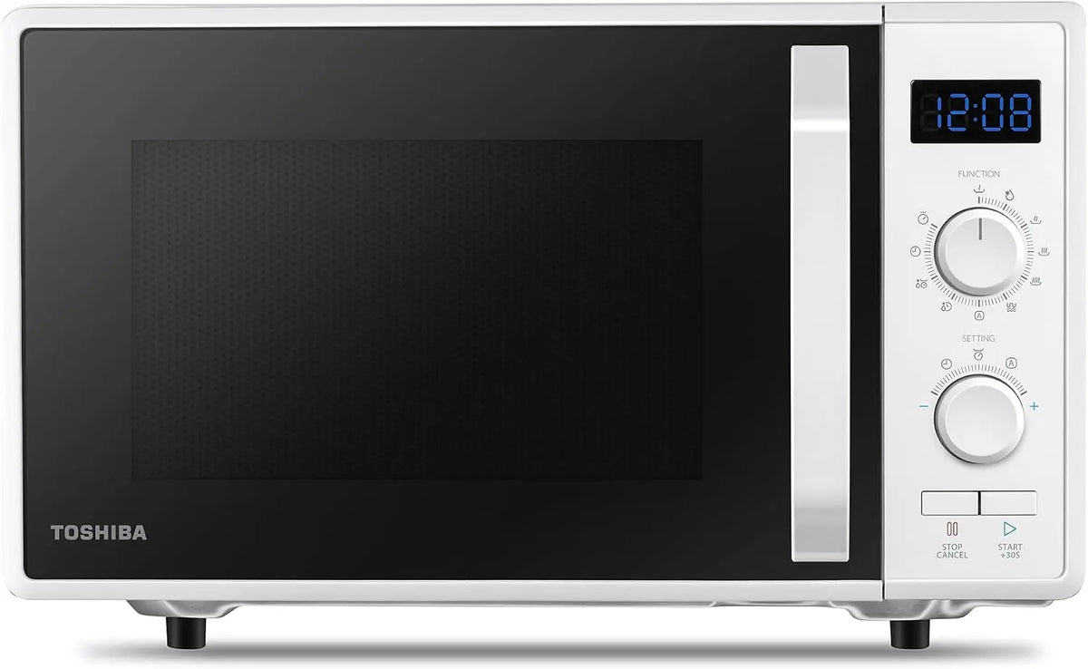Toshiba MW2-AG23P (WH), Horno de microondas con grill y cocci¨®n combinada, 23 L, 8 men¨²s f¨¢ciles, plato giratorio con memoria de posici¨®n, 900 W, 48
