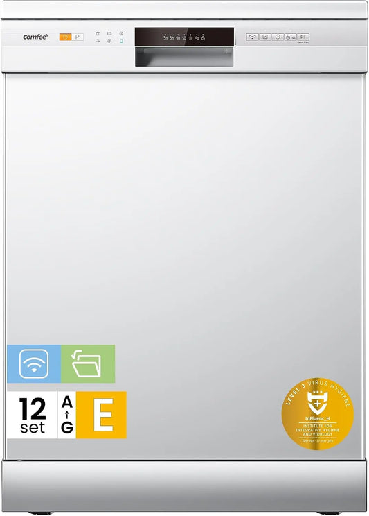 COMFEE' CDWPF1201PW-WE-EU Lavavajillas Independiente, 12 Cubiertos, 60cm