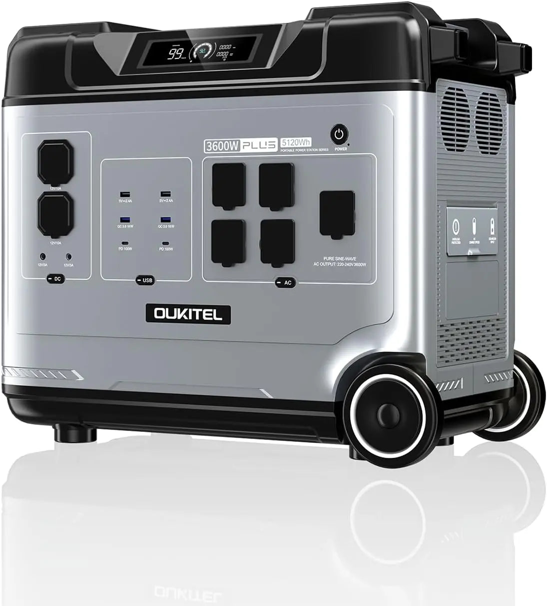 OUKITEL P5000 PLUS 3600W Estacion de Energia Portatil, Acumulador de Energ¨ªa de 5120 Wh con Bater¨ªa LiFePO4, Generador Solar con Funda Protectora