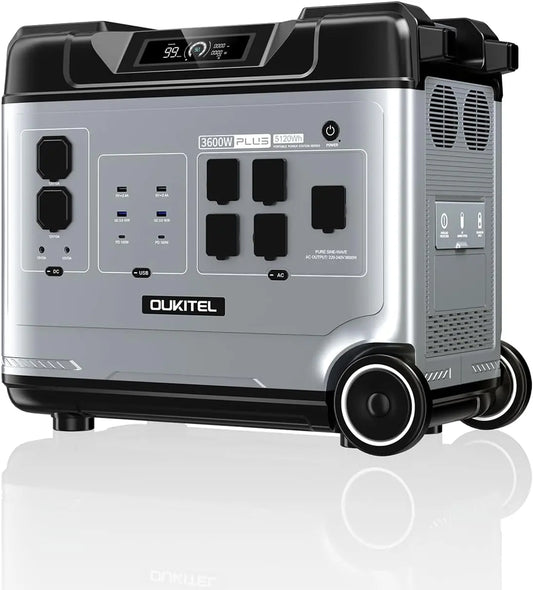 OUKITEL P5000 PLUS 3600W Estacion de Energia Portatil, Acumulador de Energ¨ªa de 5120 Wh con Bater¨ªa LiFePO4, Generador Solar con Funda Protectora
