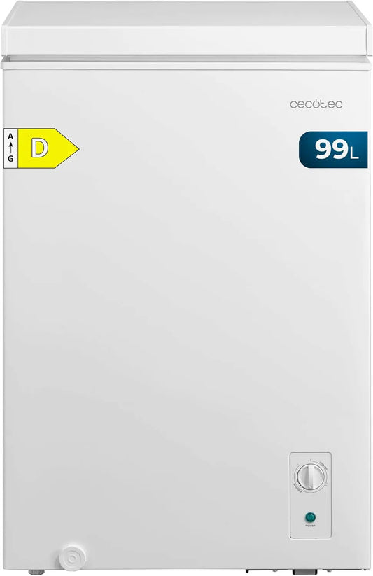 Cecotec Congelador Horizontal 99L Bolero CoolMarket Chest 99M blanco D. Cesta con Asas, Control Mec¨¢nico LED, UltraContact D-Cool, Dual Function