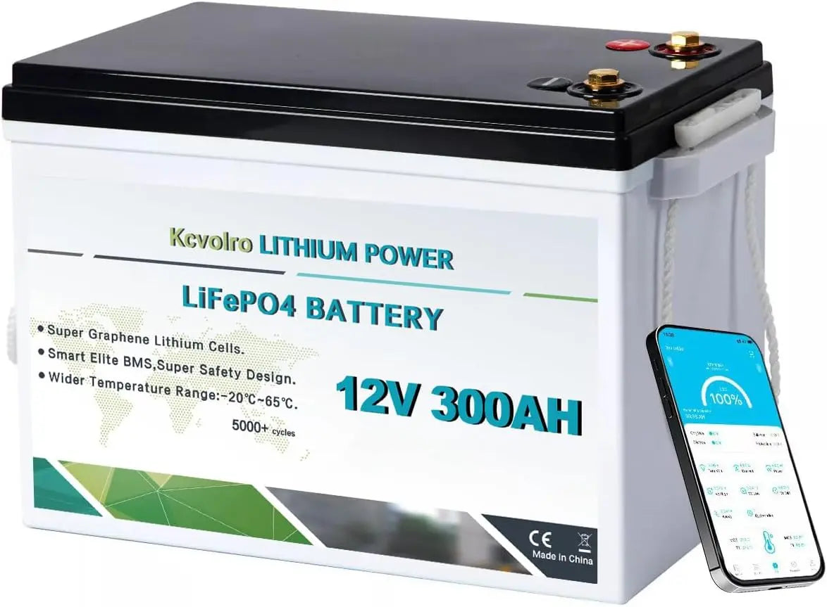 Bater¨ªa de litio LiFePO4 de 300 Ah, 12 V, con protecci¨®n BMS de baja temperatura de 200 A y hasta 15000 ciclos, bater¨ªa de litio de 3840 W