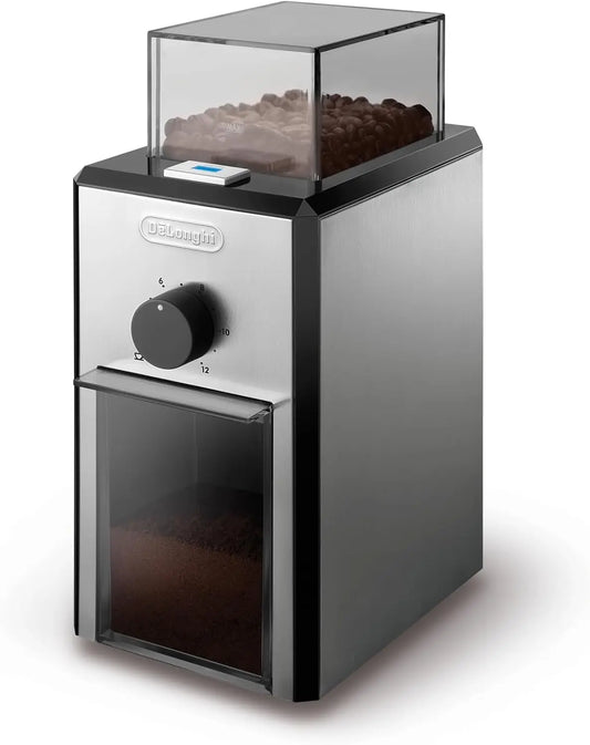 Molinillo de caf¨¦ profesional De'Longhi KG89 KG 89 para hasta 12 tazas, carcasa de pl¨¢stico, plateado, 110 vatios