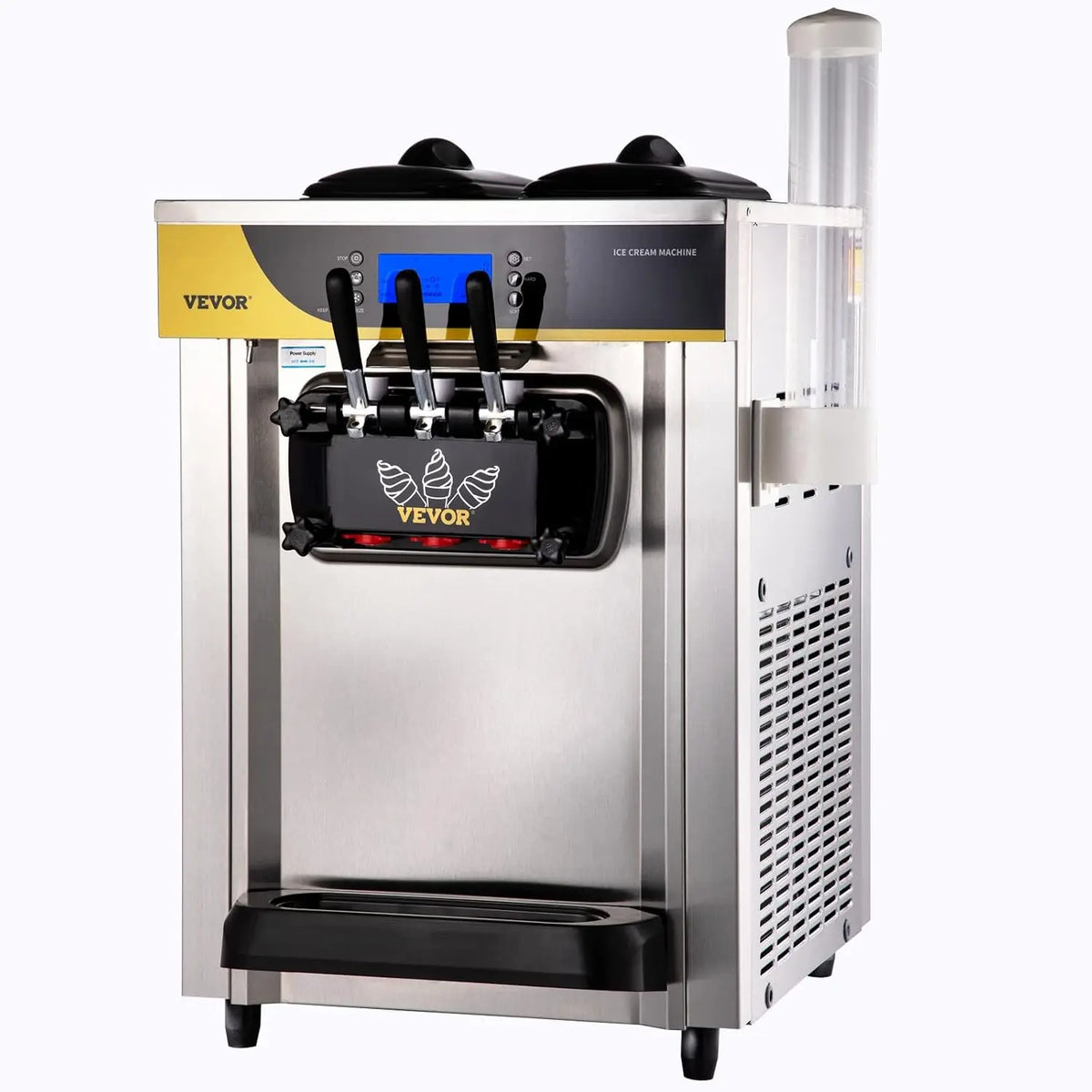 VEVOR M¨¢quina de Helados Comercial M¨¢quina de Helado Suave Plata 22-30 L por Hora M¨¢quina para Hacer Helados Suaves en Cafeter¨ªas, Buffets
