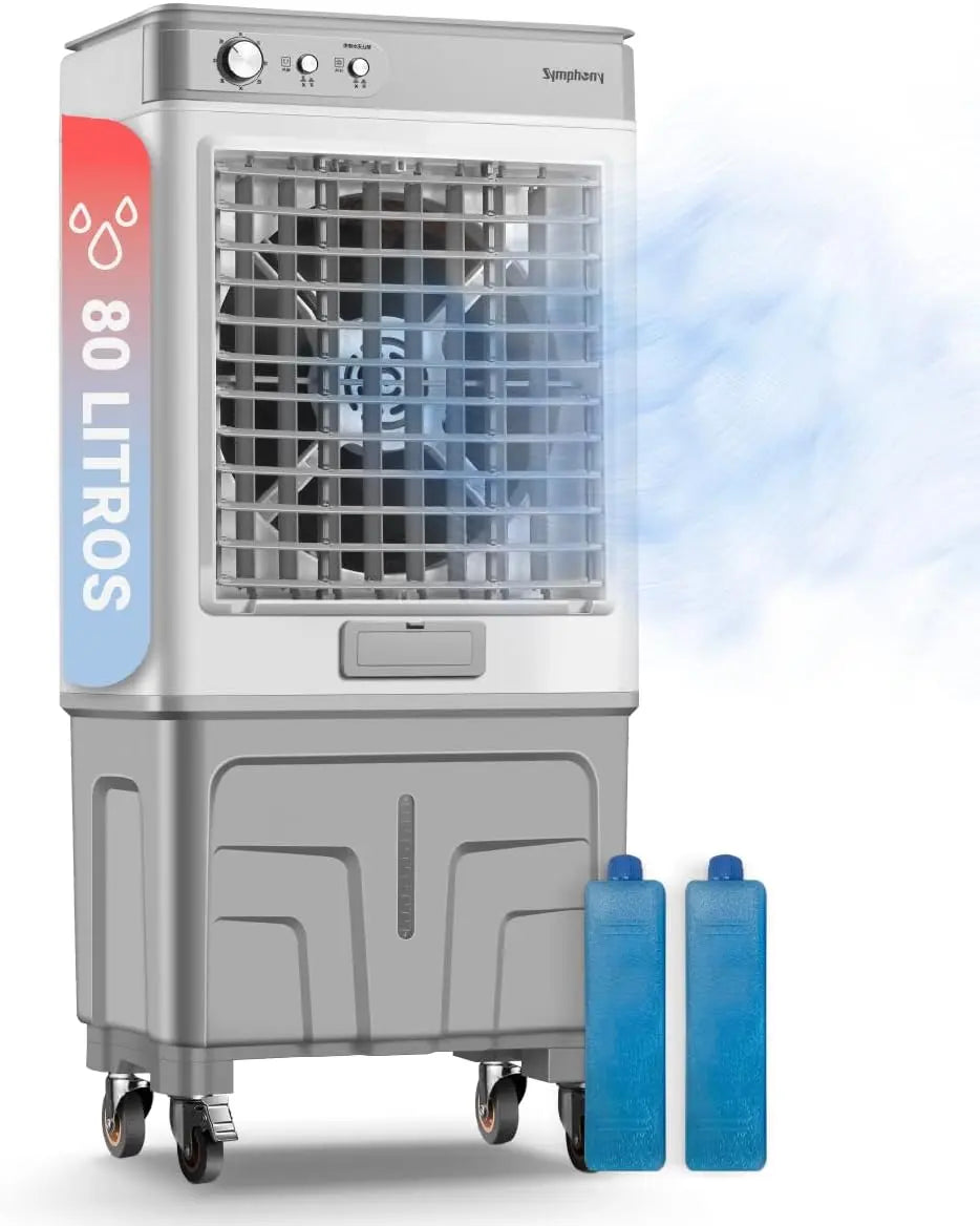 Symphony Ventus 80T Climatizador Evaporativo, Dep¨®sito 80 L, Motor 200 W, con Funci¨®n Swing y Temporizador, 9000 m3/h, Motor optimizado