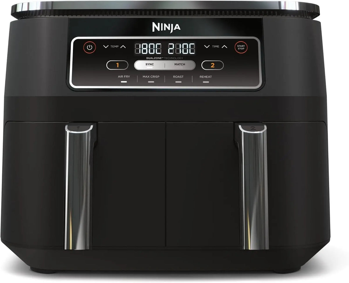 Ninja Foodi Dual Zone, Freidora de Aire Digital 4 en 1 con 2 Cajones, Negro