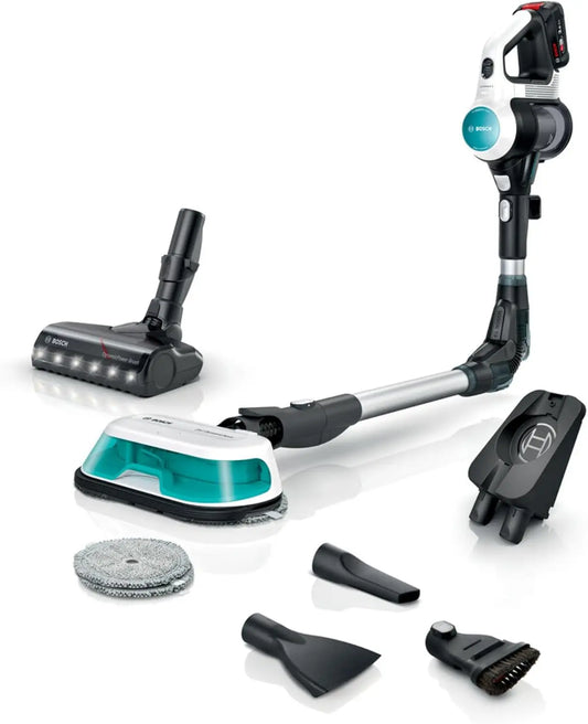 Bosch, Aspirador Unlimited 7 ProHygienic Aqua, Sin cable, Cepillo 2en1, DynamicAqua, Cepillo convencional, Blanco, BCS71HYG2