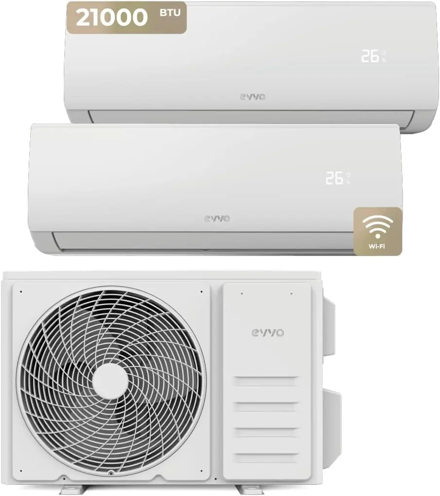 Aire Acondicionado Split EVVO CLIMA Multi 2x1 WiFi, Eficiencia A++, Sistema de velocidad variable, Bomba de Calor, Deshumidificador, Control Remoto