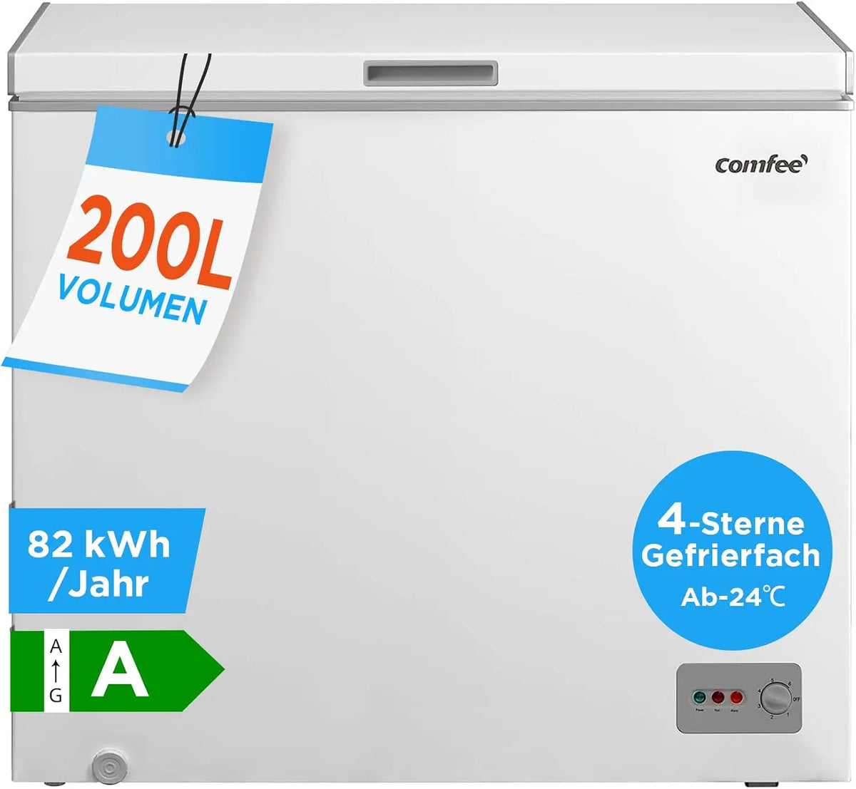 Comfee RCC201WH6(E) Congelador/82 kWh/a?o/85 cm de alto/200L/compresor inversor/41dB bajo volumen/adecuado para diferentes escenarios de uso/regulad