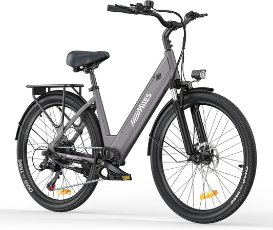HillMiles Bicicleta el¨¦ctrica para adultos de 26 pulgadas, 7 velocidades, bicicleta el¨¦ctrica de 36 V, 13 Ah, bater¨ªa extra¨ªble, IP65