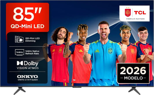TCL 85T8D 85 Pulgadas QD-Mini LED 4K HDR10+ inteligente TV para juegos 144Hz VRR