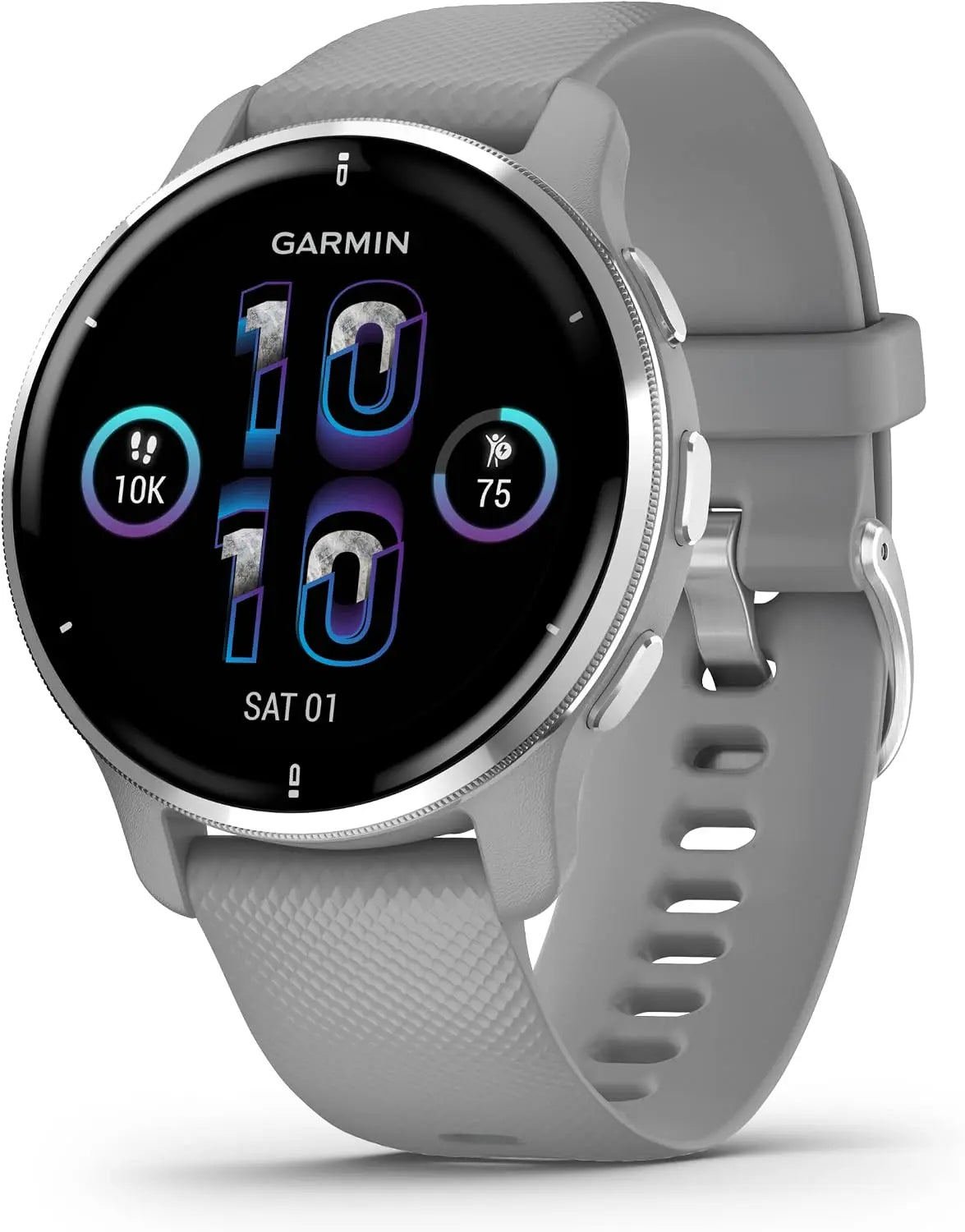 Garmin Unisex adulto Reloj inteligente pantalla AMOLED, Gris Plata, 43 mm