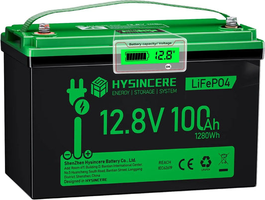 Bater¨ªa de litio LiFePO4 de 12 V 100 Ah con LED, m¨¢x. 15.000 ciclos y 100 A BMS inteligente, camping, sistemas