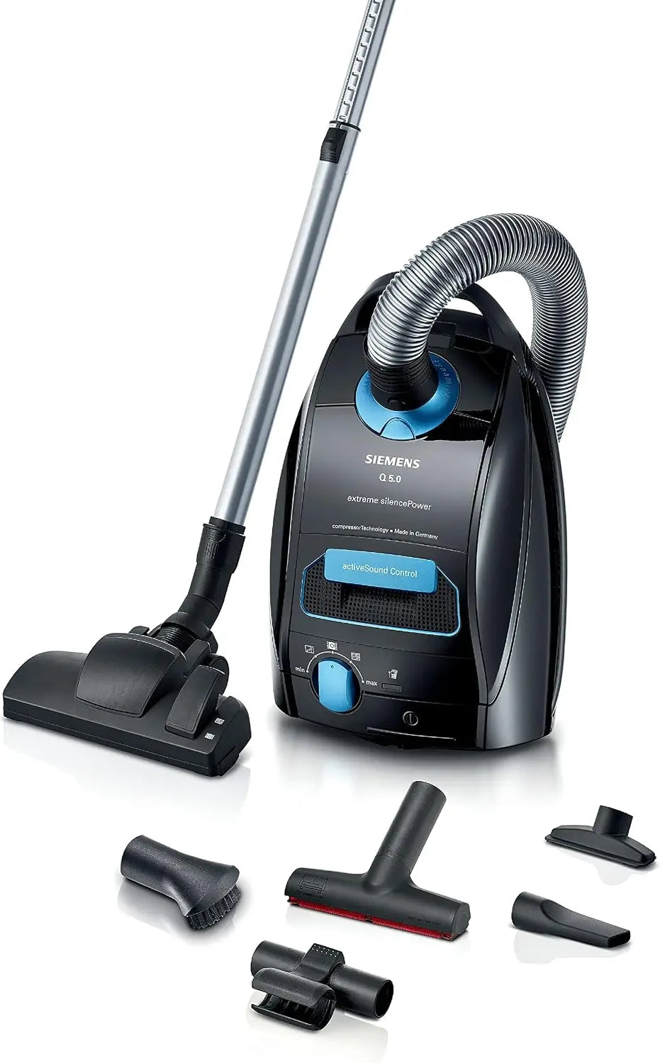 SIEMENS Aspiradora con Bolsa Q5.0 Extreme SilencePower VSQ5X500, para al¨¦rgicos, Filtro higi¨¦nico, Gran Potencia de succi¨®n, Cable Largo, 650 W