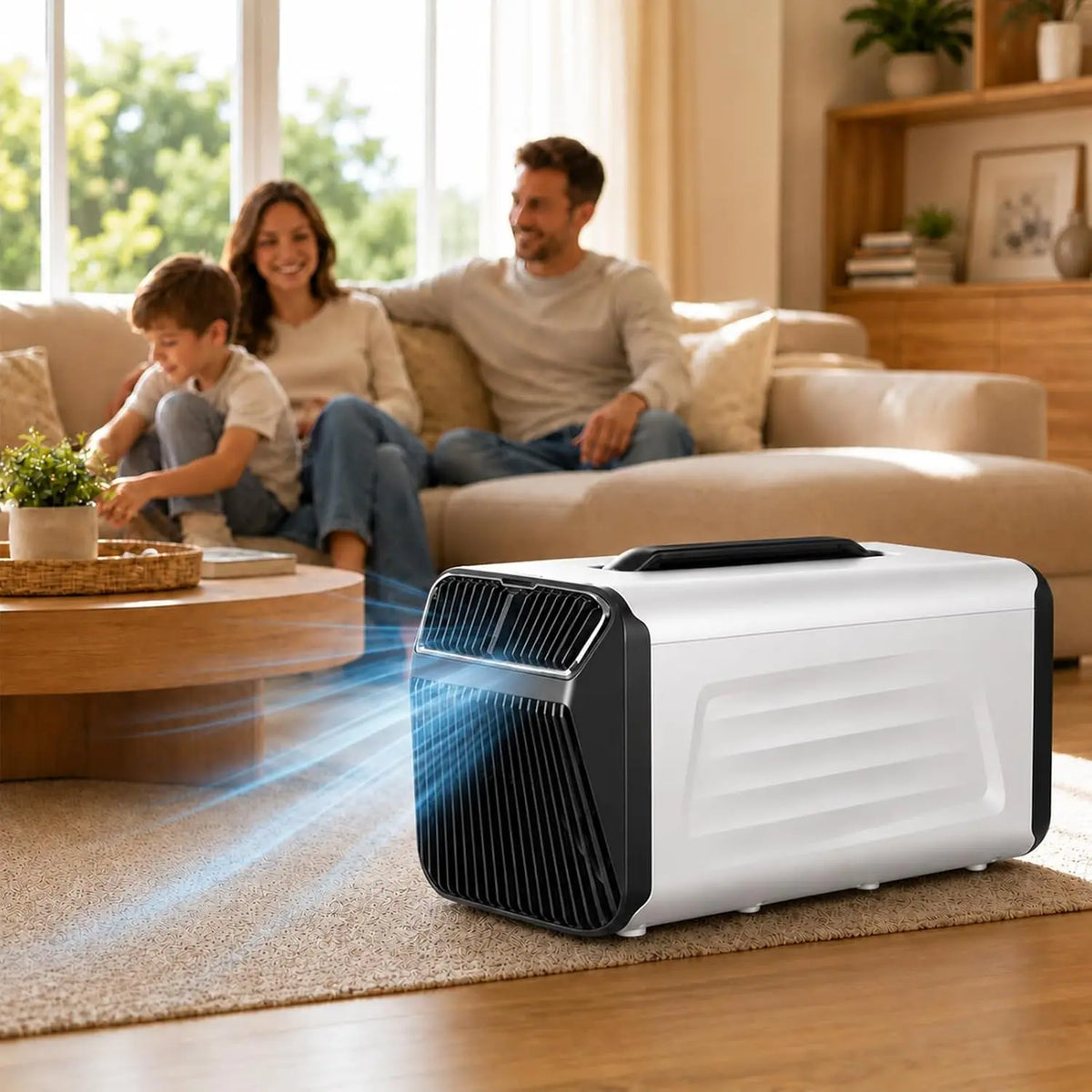 Aire Acondicionado Port¨¢til 5200 BTU 12V/24V/220V para Caravana Camping, Silencioso con Compresor, Bajo Consumo, Enfr¨ªa hasta 10m2, Temporizador 24H