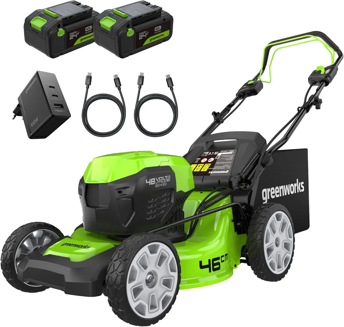 Greenworks 48V (24V x 2) Cortac¨¦sped de Bater¨ªa Autopropulsada para C¨¦spedes Grandes Hasta 480 m2, Ancho de Corte 46 cm, GD24X2LM46SPK4X