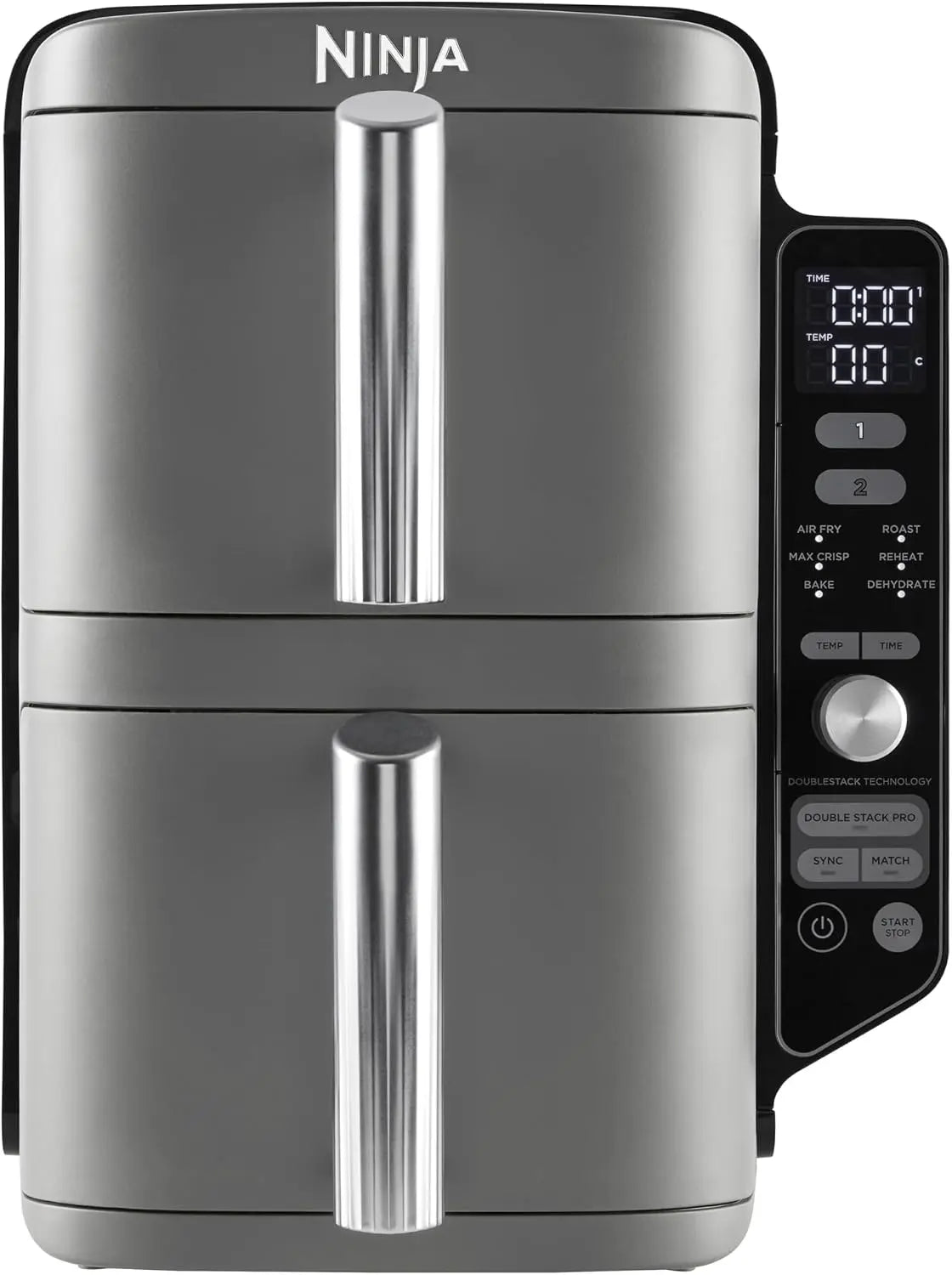 Ninja Double Stack XL, Freidora de Aire de Doble Caj¨®n, 9, 5L, Gris