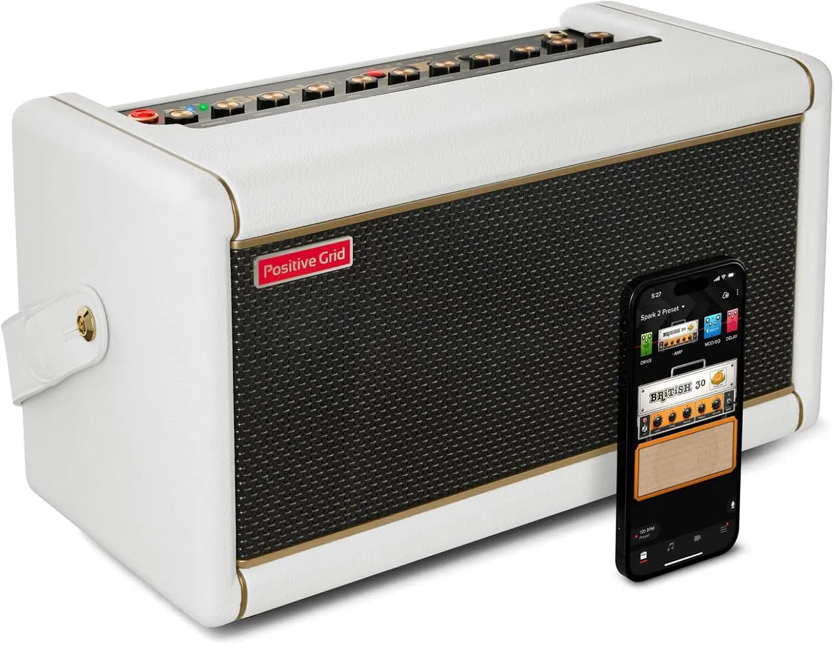 Positive Grid Spark 2 50W Ampli inteligente de Guitarra y Altavoz Bluetooth, Pearl