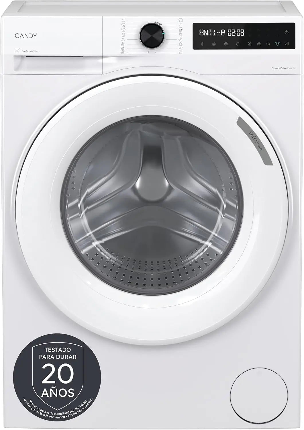 Candy ProWash 500 BR 48SL6-S, Lavadora 8 KG, 1400 RPM, pantalla Digital, Conectividad WIFI, 16 Ciclos, Motor de velocidad variable SpeedDrive, 72 DB