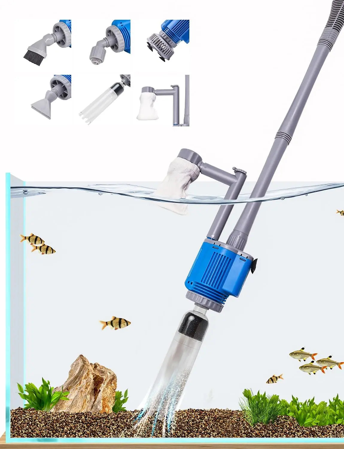 Boxtech Limpiador El¨¦ctrico para Acuarios, conjunto de Limpieza Multifunci¨®n