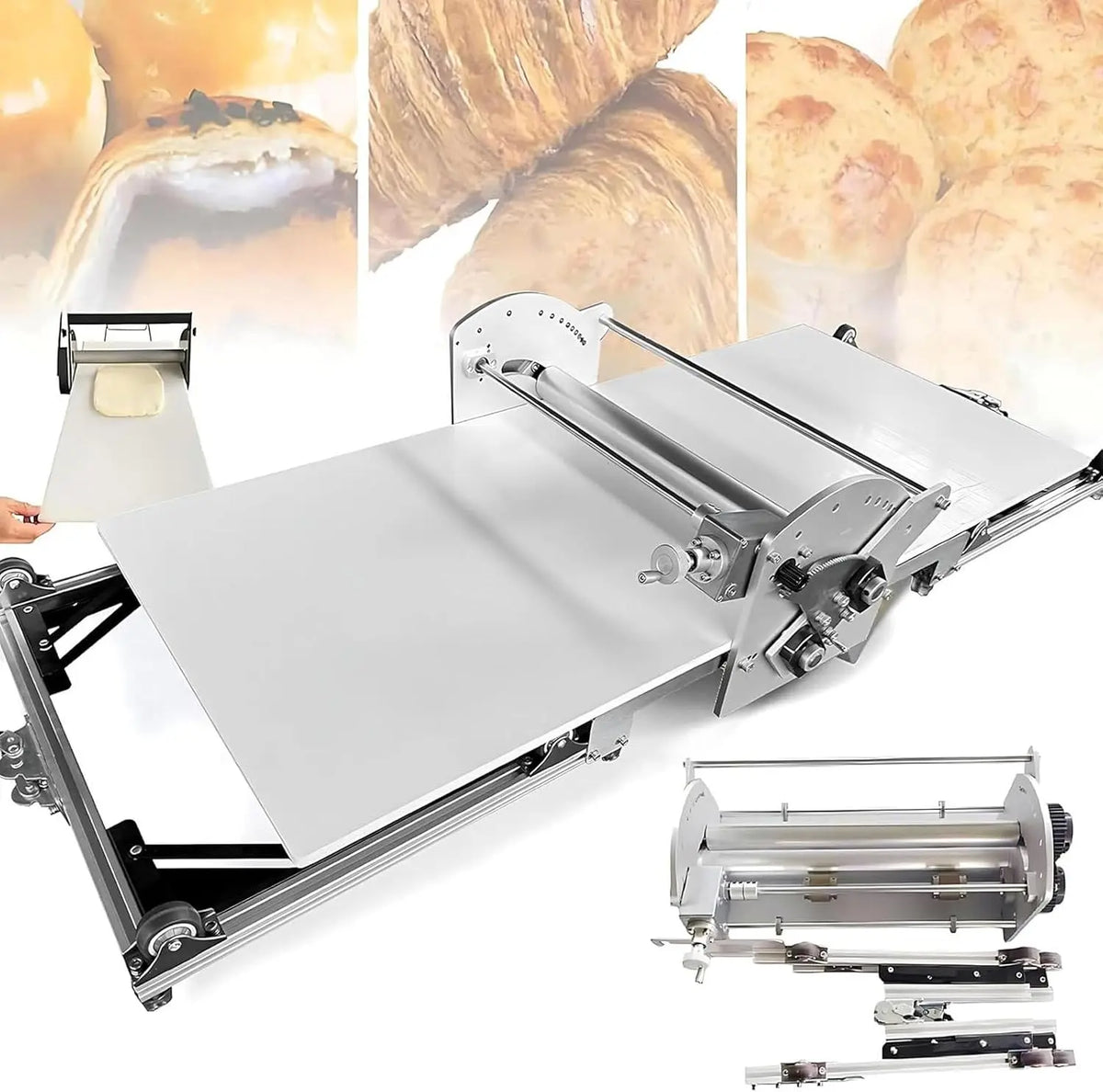 Laminadora De Masa El¨¦ctrica De Acero Inoxidable, M¨¢quina Autom¨¢tica Para Pasta Y Reposter¨ªa Con Control De Grosor