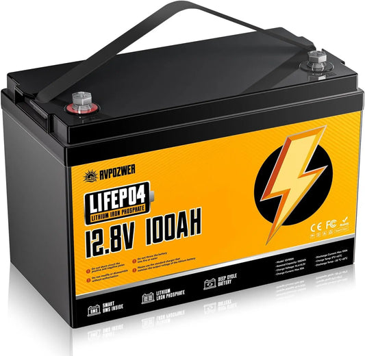 Bateria Lifepo4 12V 100Ah, Bateria Litio LiFePO4 Recargable, Bater¨ªas de Ciclo Profundo, Bater¨ªa Coche 1280Wh con Sistema 100A BMS, Barco, Hogar