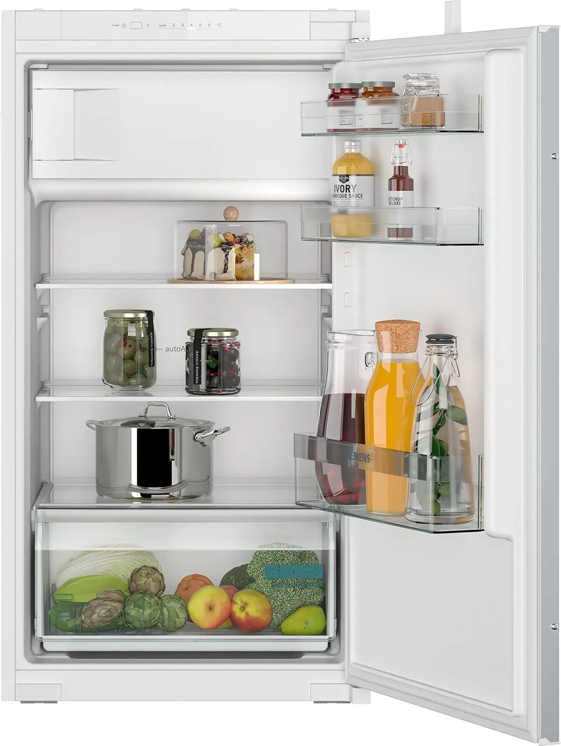Siemens KI32LNSE0, Frigor¨ªfico empotrado iQ100, nevera integrada con congelador 102 x 56 cm, refrigeraci¨®n de 132 L, congelaci¨®n de 15 L, freshBox
