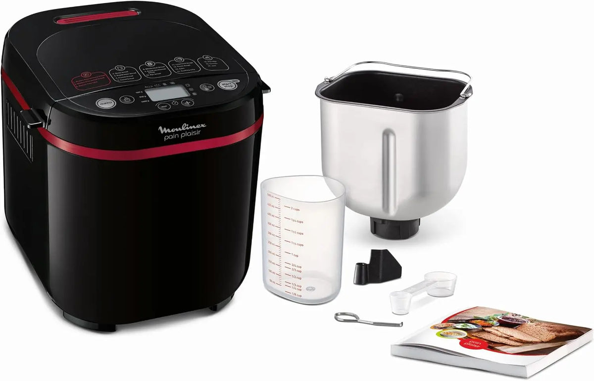 Moulinex Pain Plaisir OW2208, Panificadora 1Kg, pantalla LCD, 17 programas autom¨¢ticos, bizcochos, masas, mermeladas y cremas, sin gluten
