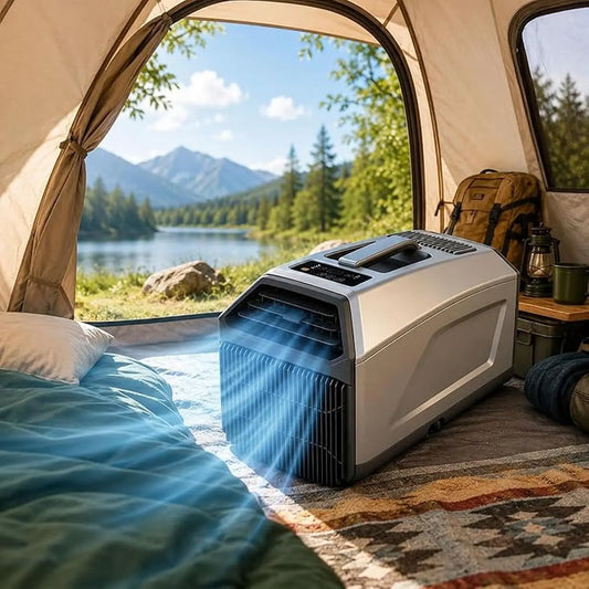 Aire Acondicionado Port¨¢til 3 en 1, 4500/5100 Btu para Tienda y Camping, Autoevaporativo, Temporizador 24 H y Mando a Distancia, 1500W