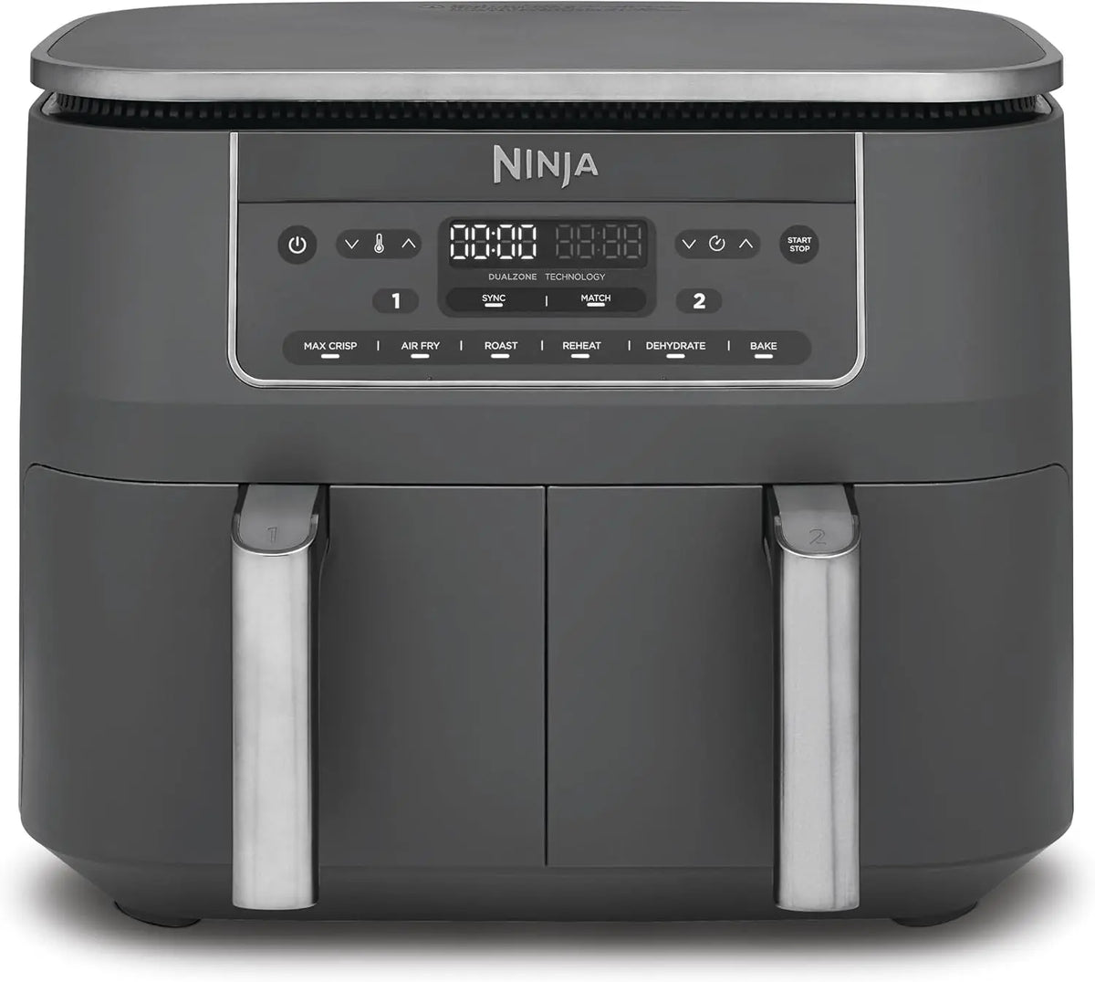 Ninja, Freidora de Aire con Compartimento Doble, 7, 6 L, Gris Metalizado