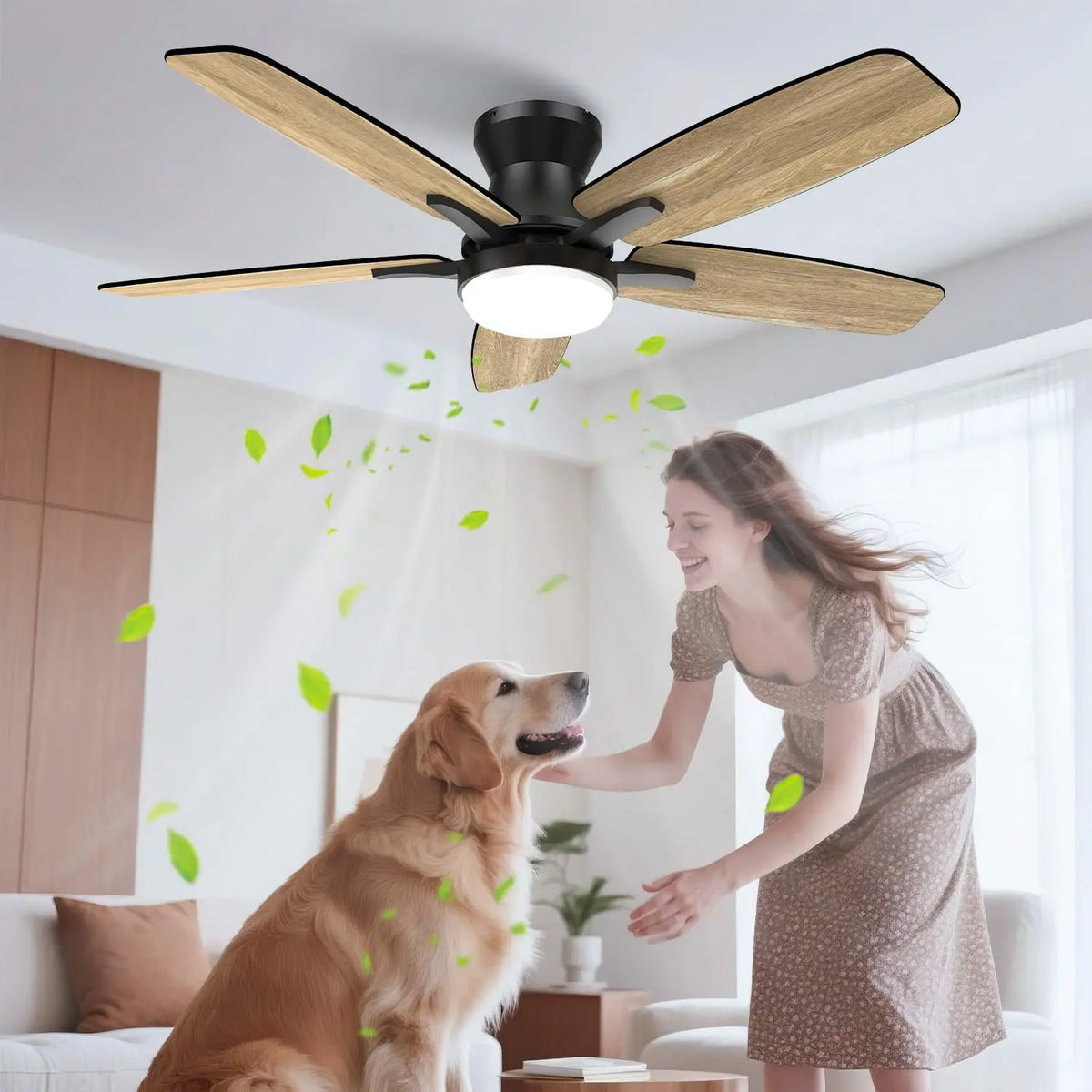 Airwit Ventilador de Techo con Luz 106cm, silencioso, aspas de doble cara